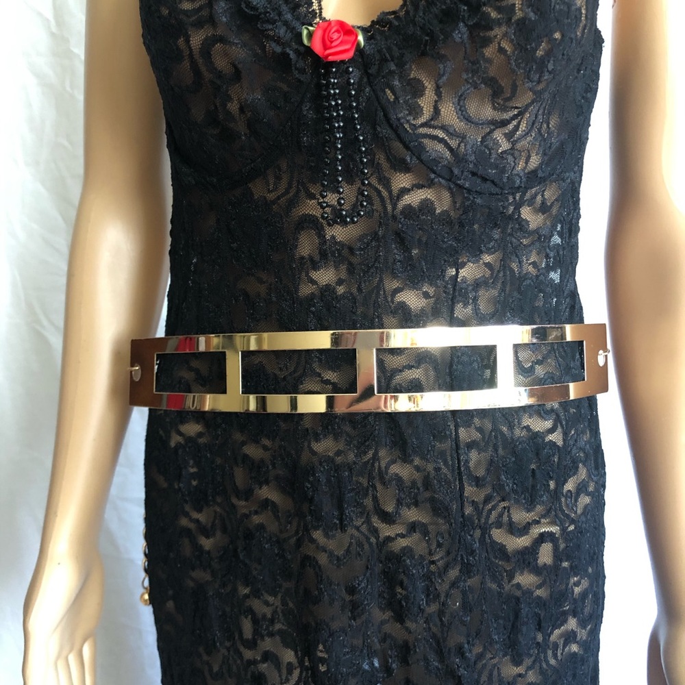 Vintage Gold Retro Unique Rectangular Square Belt - image 1